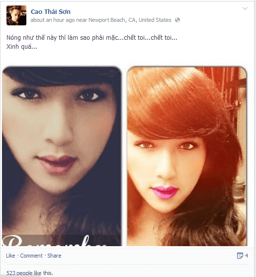 Cao Thai Son chuyen gioi tinh? Dang anh tren facebook